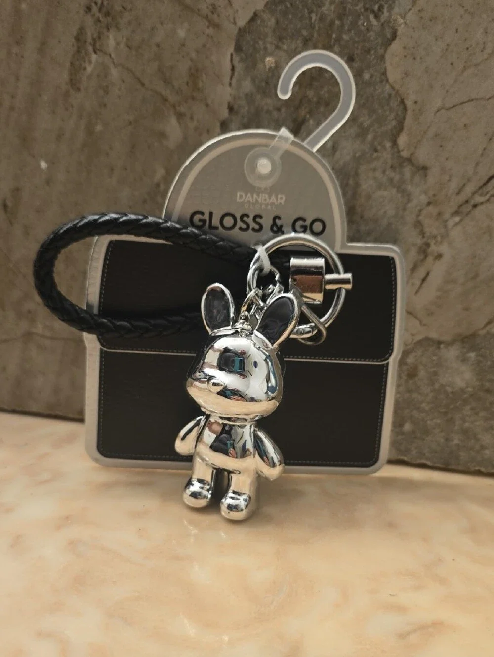 Silver Bunny Keychain Purse Accessory